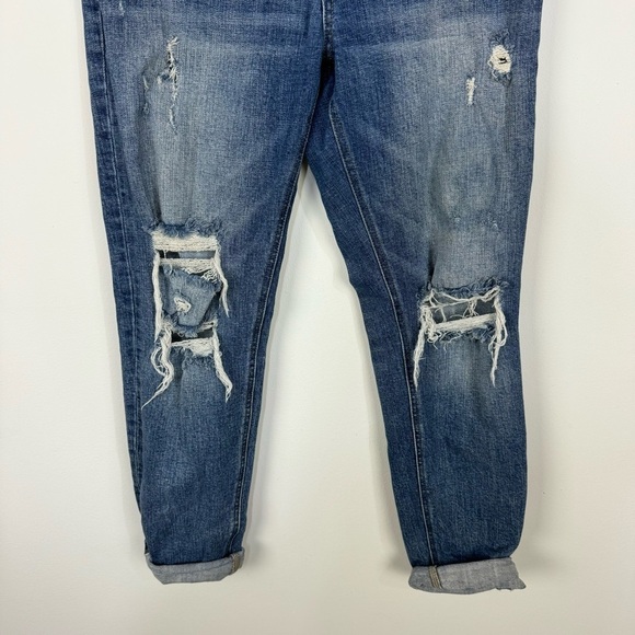 KanCan ripped distressed cuffed high rise denim relaxed jeans - Picture 3 of 5